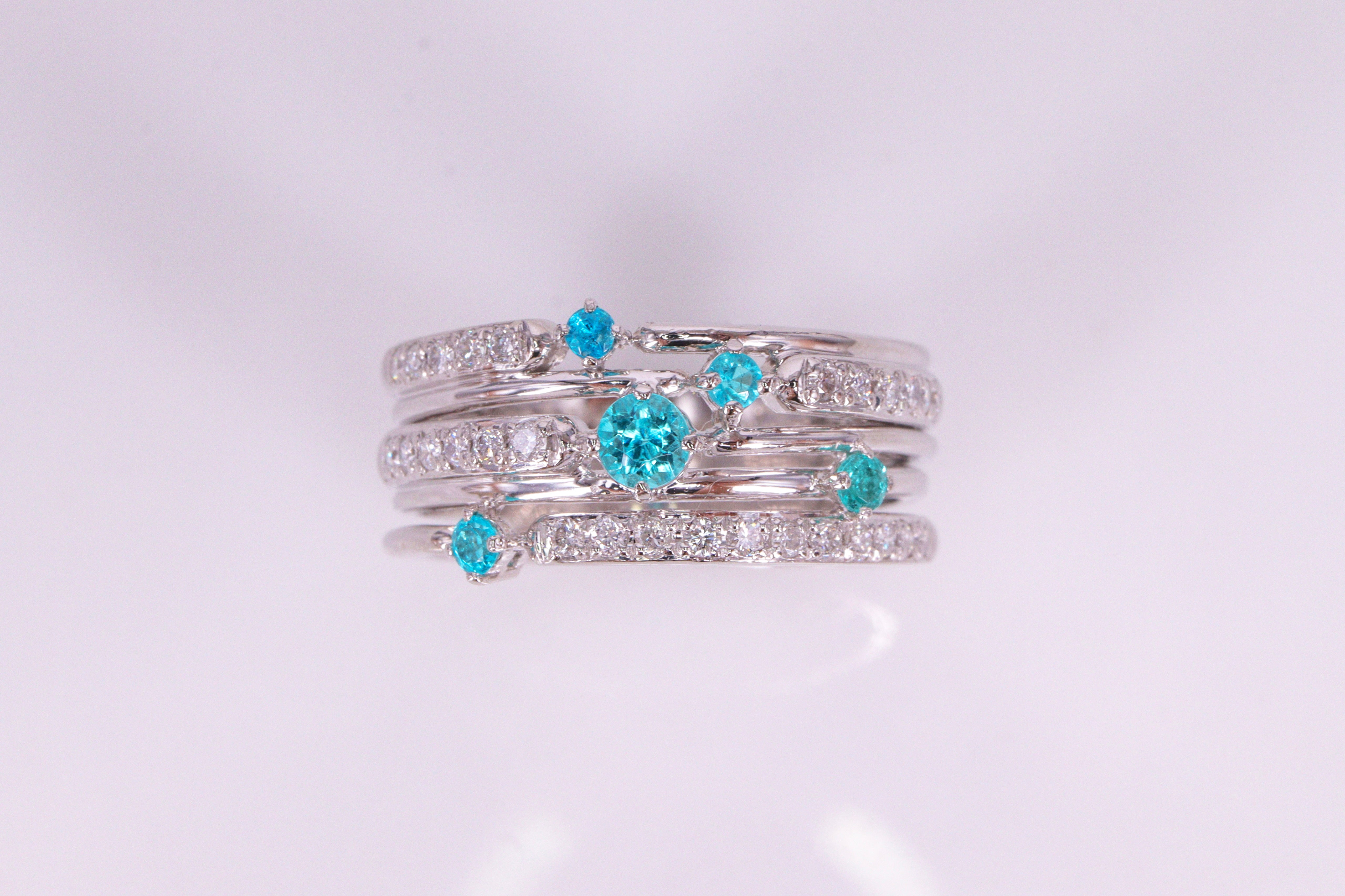 PT パライバトルマリン　リング　一文字 ☆最上級品☆パライバトルマリンPtリング